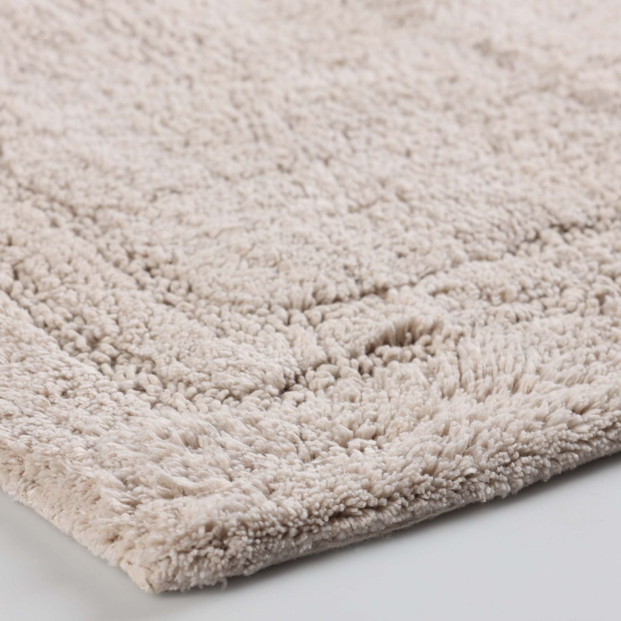 Superior Solid Bordered Cotton Washable Non-Slip Bath Rug, Runner Size, Stone