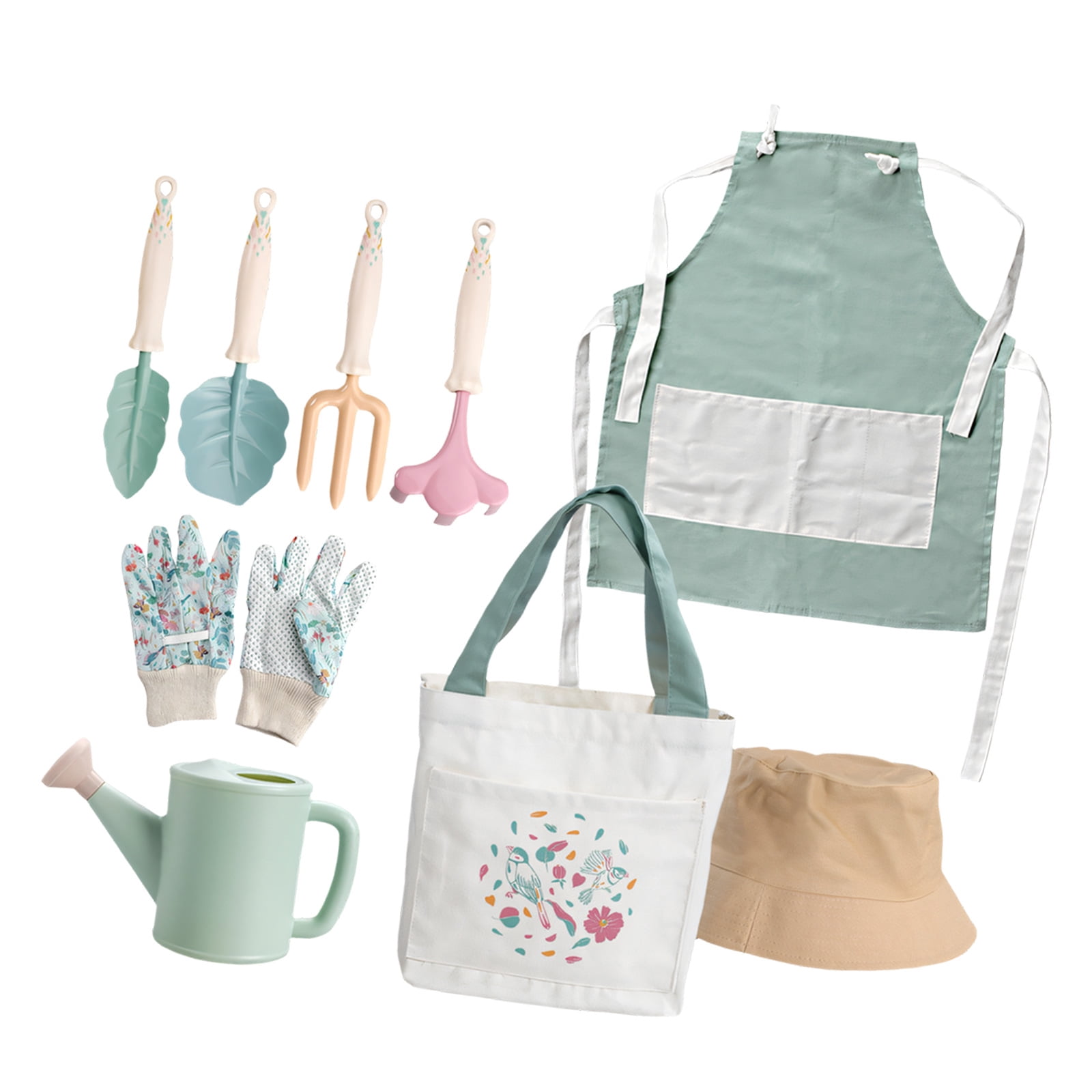 Fun And Secure Kids Gardening Equipment 9 Items Including Apron Hat And Gloves For Junior Explorers