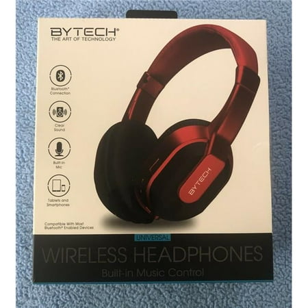 Bytech Bluetooth Chrome Headphones, Red