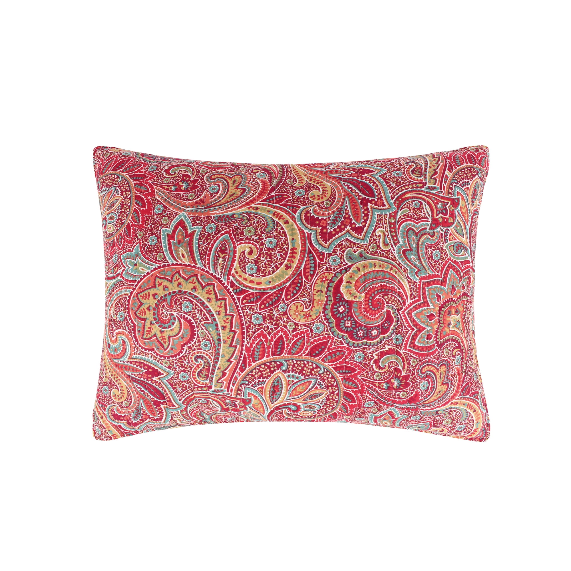 Levtex Home - Kimpton Quilt Set - Full/Queen Quilt and Two Standard Shams - All Over Paisleys in Burgundy ,Red - Quilt (88x92in.) and Shams (20x26in.) - Reversible - Cotton/Cotton