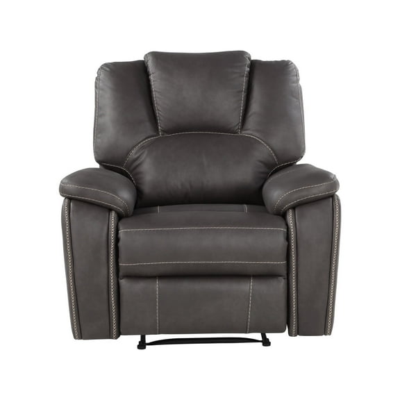 Steve Silver Katrine Charcoal Gray Faux Leather Manual Recliner with Sinuous Spring Construction