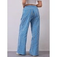 thumbnail image 5 of TEMOFON Pants for Women High Waist Wide Leg Pants Casual Palazzo Drawstring Striped Trousers Loose Oversize Lounge Pants with Pockets, 5 of 8