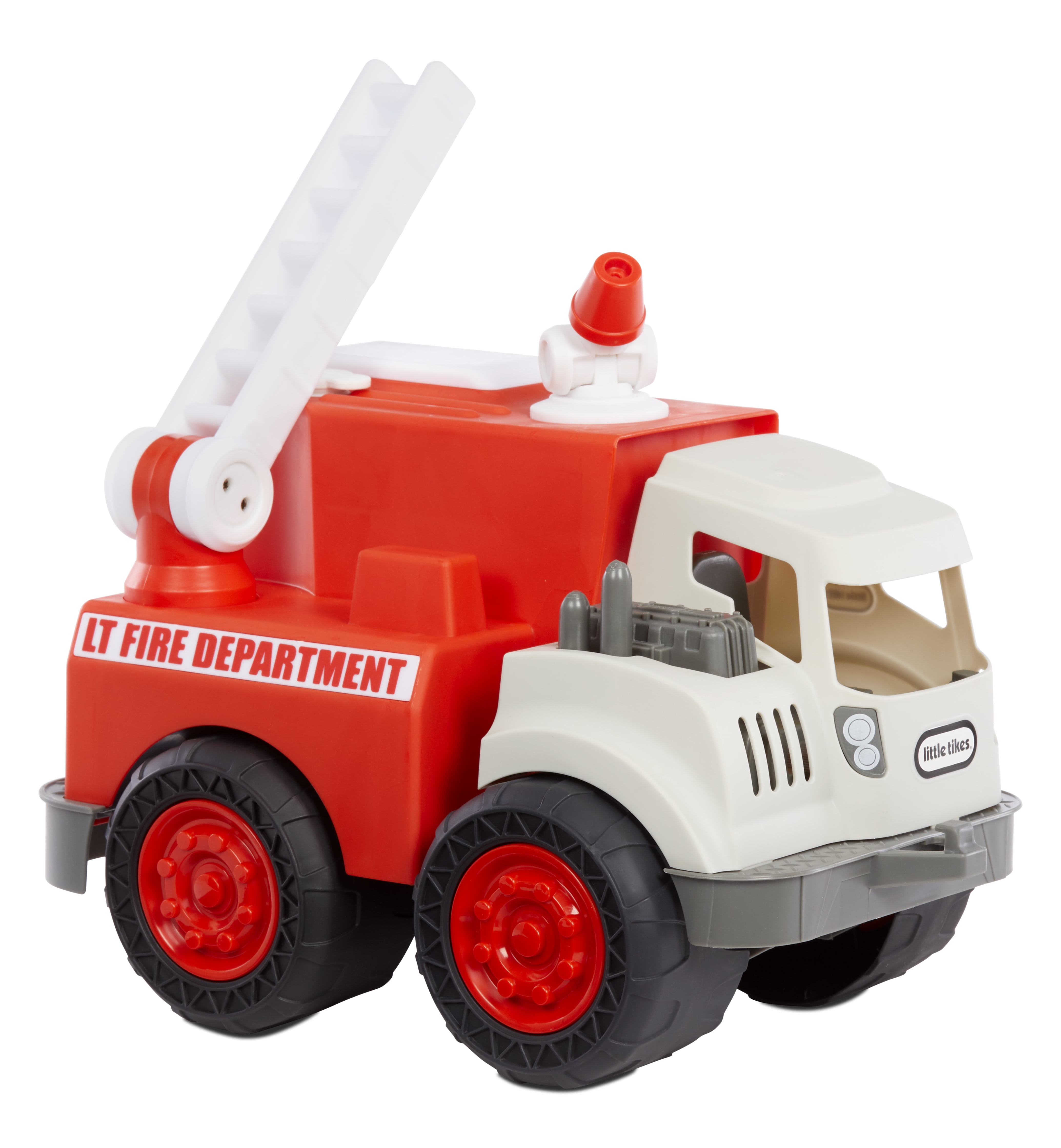 Red Fireman Engine Vehicle with Rescue Ladders for Indoor and Outdoor Imaginative Play Big Plastic Toy Fire Truck for Toddlers Boys and Girls Red 