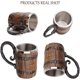 thumbnail image 3 of Handgjord Träfat Ölkopp, Hinkformad Dryckesbehållare Med Handtag, Rostfritt Stål Dubbelväggig Cocktailkopp, 3 of 5