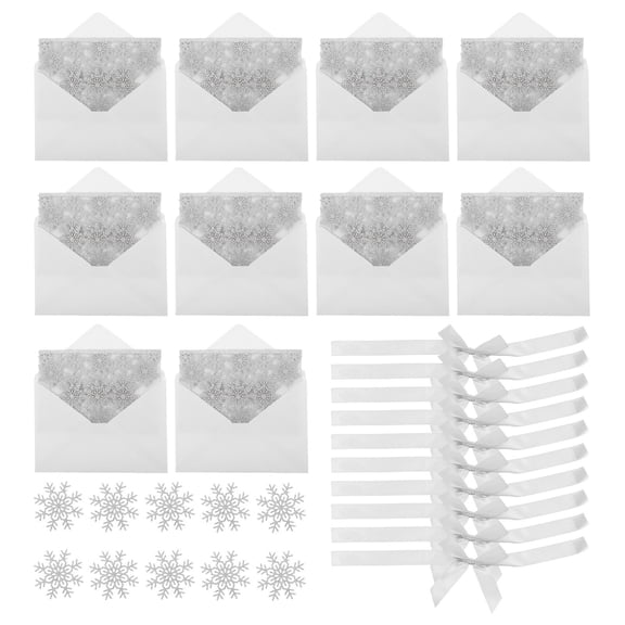 LOLIPPYY 10Sets Silver Snowflake Wedding Invitation Sets with Envelopes for Stylish Holiday and Birthday Parties