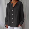 thumbnail image 2 of Yigetop Work Blouses for Women, Womens Fall Fashion 2025 Button V Neck Blouse Long Sleeve Casual Blouses Loose Fit Shirt Tops Womens Long Sleeve Shirts Black 2XL, 2 of 6