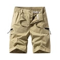 thumbnail image 2 of LNZGNM Mens Casual Cargo Shorts Breathable Loose Golf Shorts Athletic Elastic Waist Drawstring Work Shorts Gym Shorts with Zipper Pockets,Khaki S, 2 of 5