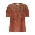 thumbnail image 5 of Lydiaunistar Women's Plus Size Spring Tops Casual Loose Polyester Round Neck Short Sleeve T-Shirt Blouse for Spring Summer Daily Party Brown, 5 of 5