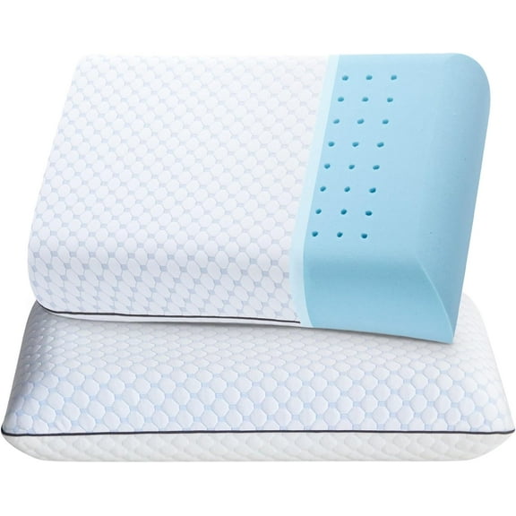 2PACK Memory Foam Pillows,Standard Ventilated Bed Pillows with Washable Cover,Cooling,Standard 2 Pack