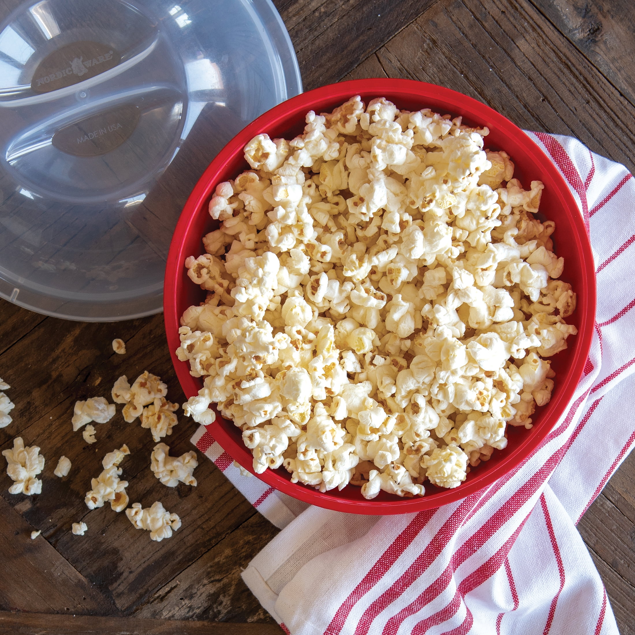 Nordic Ware Microwave Plastic Popcorn Set, Red Quick Pop and White Micro Mix and Melt