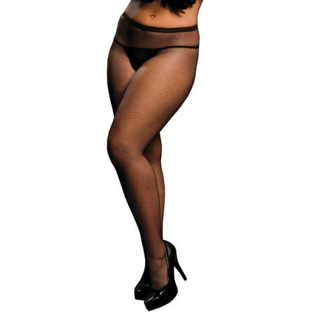 Plus Size Full Figure Fishnet Pantyhose Tights- Fits size