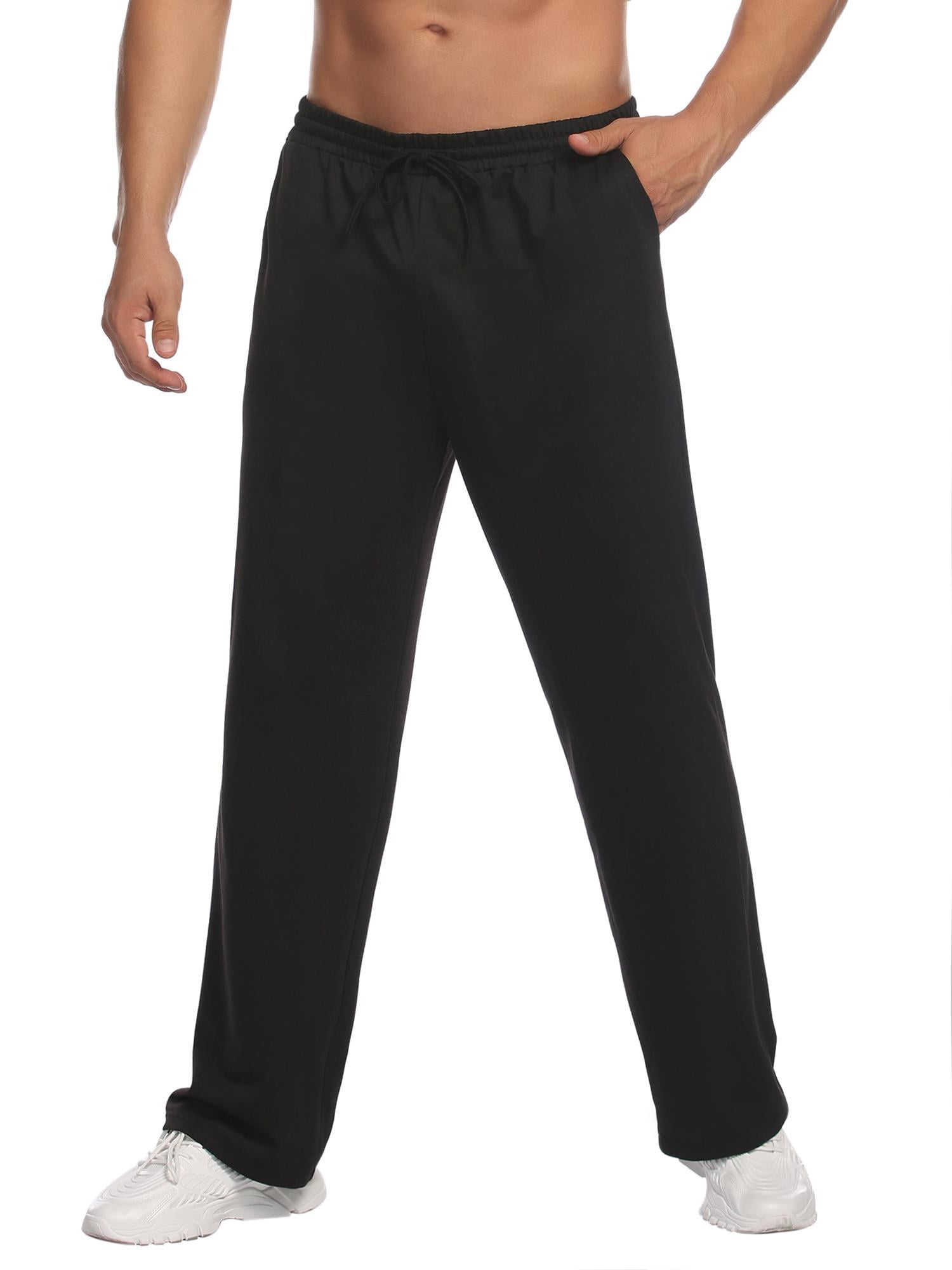men's open bottom sweatpants with pockets