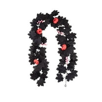 geerera Black Artificial Maple Leaf Garland, Fall Vine with Flowers for Decor, Indoor Outdoor Hanging Ornaments for Mantle, Wall, Backdrop & Party Decorations