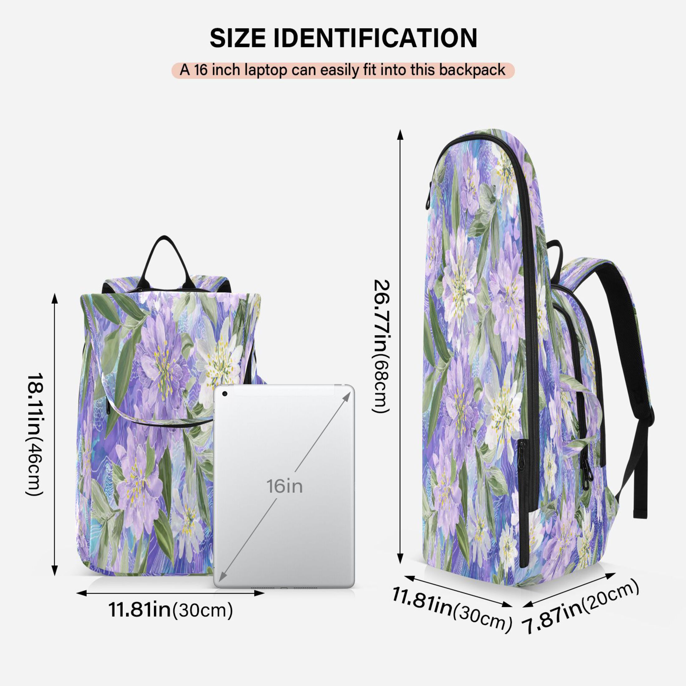 2 Racquet Holder Tennis Backpack Tennis Racket Covers Gym Bags Elegant Purple Daffodil Pattern