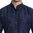 thumbnail image 5 of SKAVIJ Men's Art Silk Printed Kurta Pajama Set Festive Wear Suit Blue XL, 5 of 6