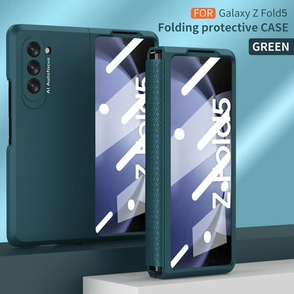 Allytech Galaxy Z Fold5 Case with Build-in Screen Protector, Hybrid Rugged Protective Hinge Protection Shockproof Solid Color Phone Case for Samsung Galaxy Z Fold5 - Green
