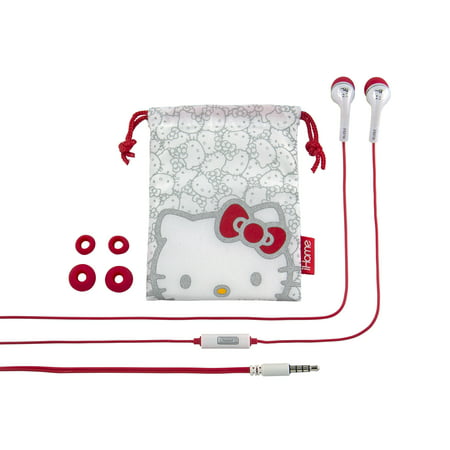iHome Hello Kitty Noise Isolating Earbuds with In Line Microphone and Protective pouch