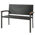 thumbnail image 1 of Costway Outdoor Patio Rattan Wicker Bench Loveseat Chair Armrest Garden Deck, 1 of 7