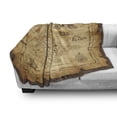 thumbnail image 3 of Island Map Soft Flannel Fleece Blanket, Super Detailed Treasure Map Grungy Rustic Pirates Gold Secret Sea History Theme, Cozy Plush for Indoor and Outdoor Use, 60" x 80", Beige Brown, by Ambesonne, 3 of 6