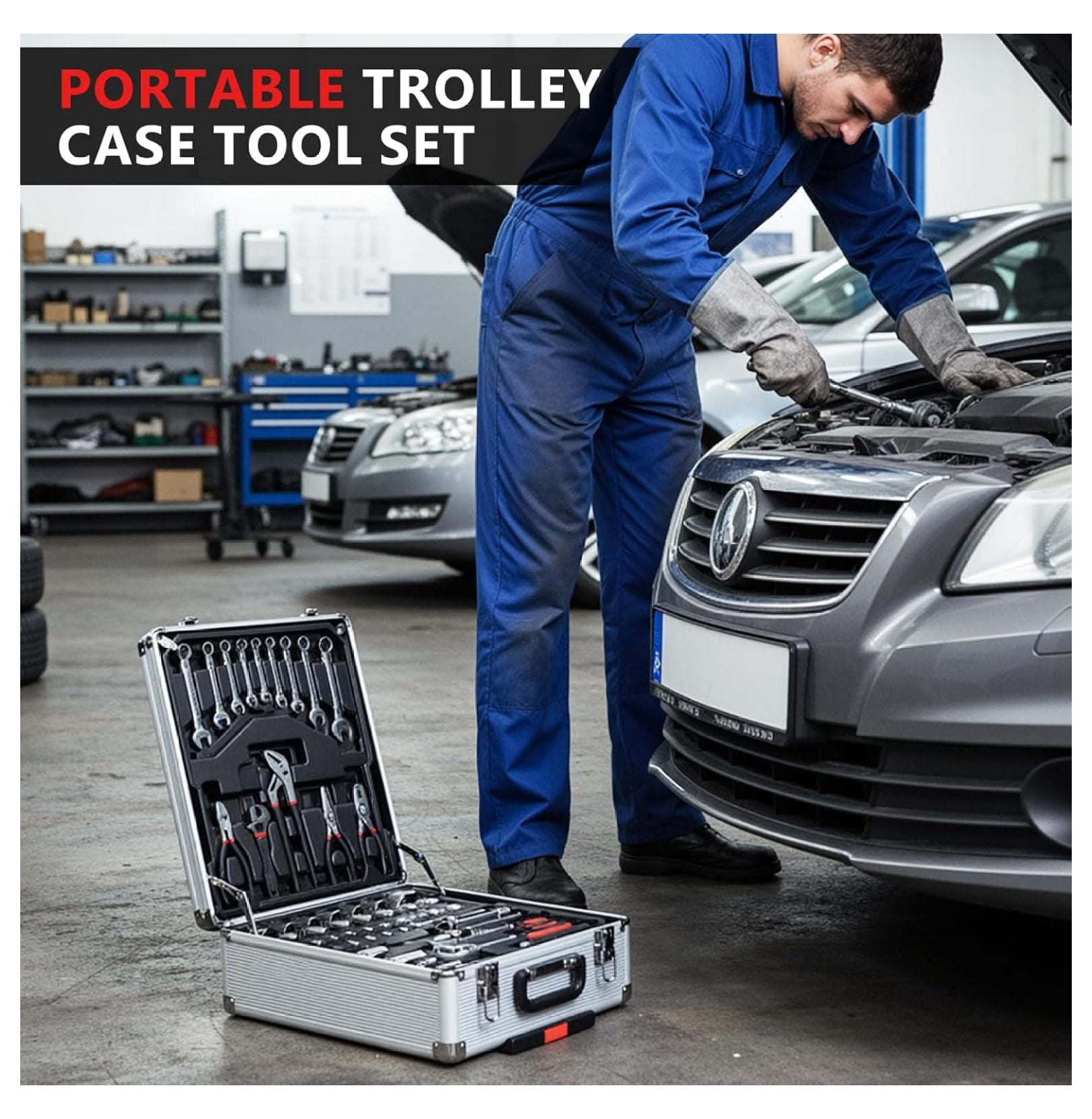 799pcs Mechanic Tool Set with Aluminum Trolley Case,Home Repair Tool kit,Complete Tool Box Set for Home,Automotive,Dorm,Garage