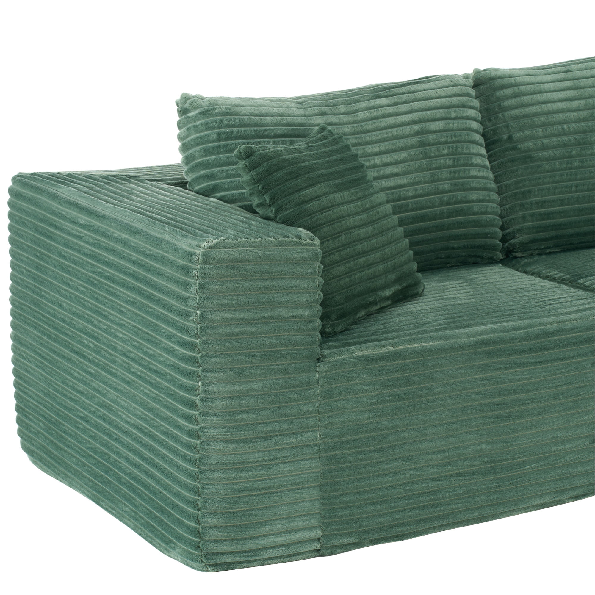 MAYEERTY Modern Corduroy Modular Sectional Sofa - Boneless Couch for Apartment, 104"W x 67"D Green