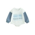 thumbnail image 1 of xiaxaixu Barboteuses pour Bébés Garçons Manches Longues Décontractées Imprimé Lettre Coupe Ample Justaucorps Col Rond Combinaisons, 1 of 9
