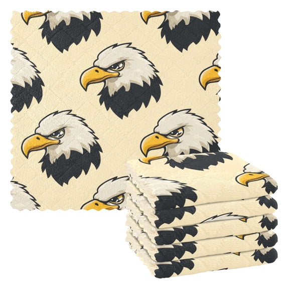 6 Pieces of Kitchen Towels 11x11Inch Kitchen Dish Cloths Kitchen Dish Towels Reuseable Cleaning Cloths Hawk’s Head Pattern