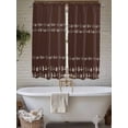 thumbnail image 4 of Rustic Botanical Bathroom Window Curtain, Japanese Herb on Brown Simple Art Light Filtering Coffee Kitchen Curtains, Bedroom Living Room Curtains 2 Panel 84"x63", 4 of 6