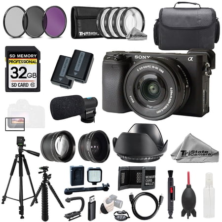 Sony Alpha a6400 + 16-50mm Lens + Mic+32GB +9 PC Filtr-MEGA Kit (International Version)