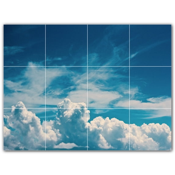 Picture-Tiles.com: Clouds Ceramic Tile Wall Mural WAL500384-43XL. 48"W x 36"H using (12) 12" x 12" Ceramic Tiles-Satin Finish
