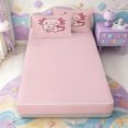 thumbnail image 4 of Manfei Cute Axolotl Zipper Twin Comforter Sets with Fitted Sheet and 2 Pillowcases,Kawaii Animals Pattern Zipper Bedding Set,Pink Reversible,4pcs, 4 of 7