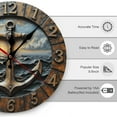 thumbnail image 2 of Wall Clock Decorative - Vintage Bronze Anchor Print 2D Vintage Wall Clocks Battery Operated Silent Non-Ticking for Bedroom, Living Room, Kitchen, Office, Classroom, 10 Inch, 2 of 7