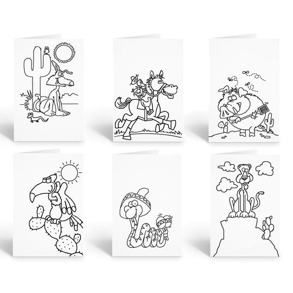 Stonehouse Collection Color-Your-Own Greeting Cards for Kids – Pack of 12 – 6.25