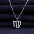 thumbnail image 2 of 18K White Gold Plated Zodiac Necklace For Women, Virgo Horoscope Astrology Sign Moissanite Diamond Pendant Necklace 16+2” Adjustable Chain (0.18 Cttw), 2 of 6