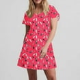 thumbnail image 6 of Womens Dressed Summer Dresses Plus Size Plus Size Dresses Summer Women's Fashion Summer Print Short-sleeved V-neck Casual Dress Hot Pink L, 6 of 8
