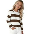 thumbnail image 2 of YunPes Girls Striped T Shirts Long Sleeve Cotton Blend Crewneck Tee Toddler Fall Winter Trendy Casual Compy Preppy Tops, 2 of 7