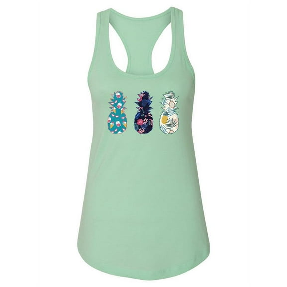 Tropical And Floral Pineapple Racerback Tank Women -Smartprints Designs, Female x-Small