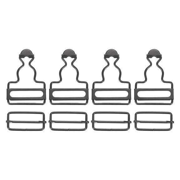 Overall Buckles 4 Sets Metal Suspender Replacement Buckles 32mm Gun-black