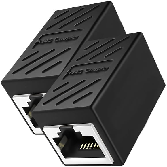 Conector Cable de Internet LinkFusionBlack 2 Pzas Acoplador RJ45 Hasta 1000Mbps Interior Negro Plástico y Metal