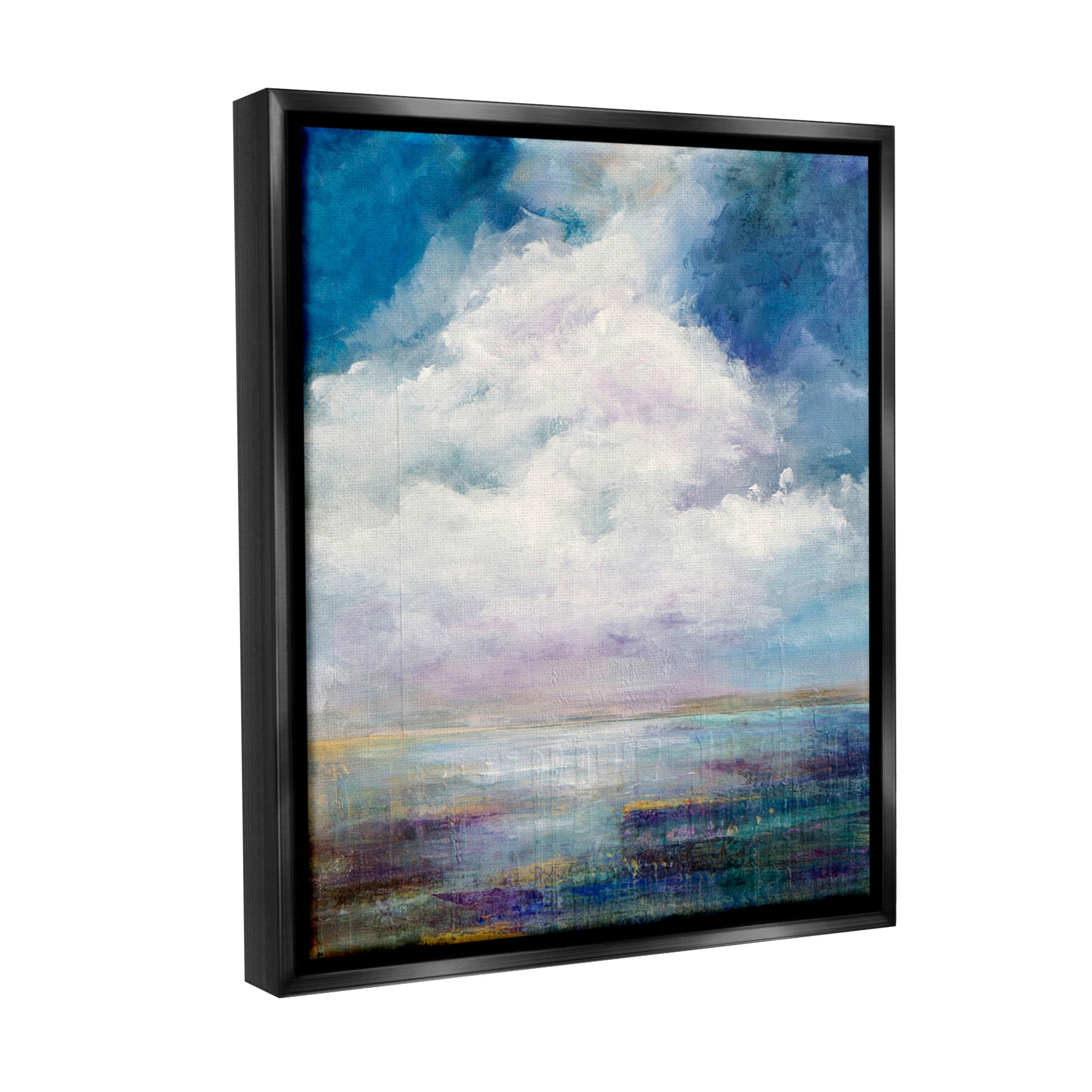 Stupell Industries Traditional Clouds Landscape Landscape Painting Black Floater Framed Canvas Art Print Wall Art, 25 x 31