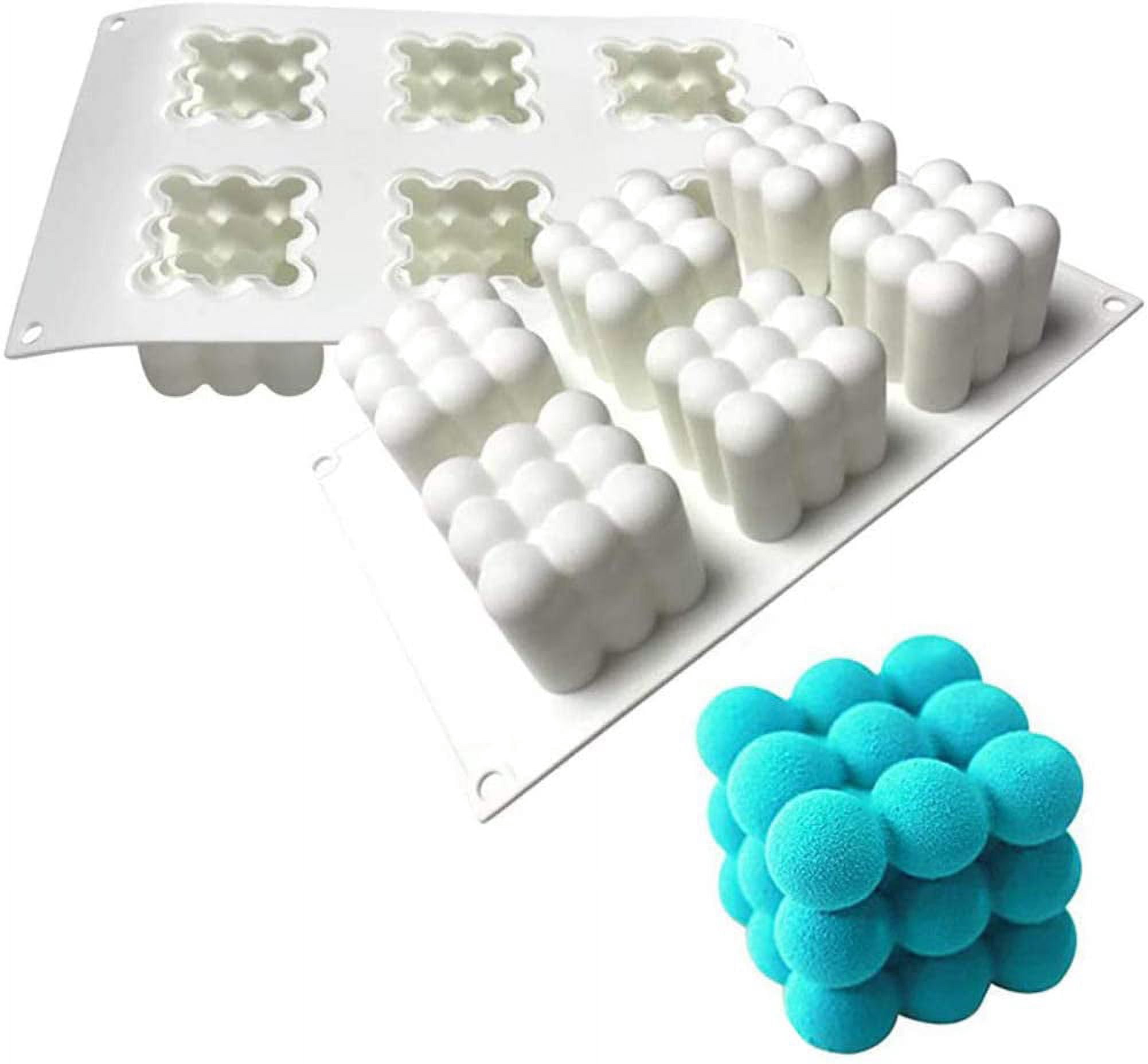 6-Cavity Bubble Candle Mold, 3D Cube Ball Mold Silicone Mold for Soy Wax Scented Soap Candle Making Homemade Ornaments DIY Craft
