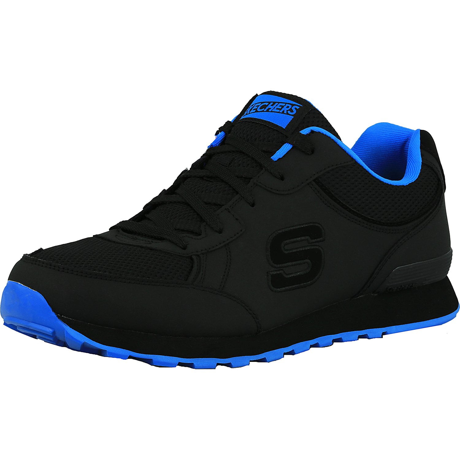 black and blue skechers
