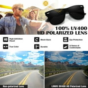 LINVO Trendy One-Piece Mirrored Lens Polarized Shades Fashion Black Sunglasses for Men