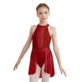 thumbnail image 3 of Alvivi Kids Girls Rhinestone Lyrical Dance Dress Figure Ice Skating Leotard Modern Contemporary Costume Burgundy 10, 3 of 7