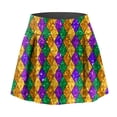 thumbnail image 6 of XIAOCHA Women Mardi Gras Argyle Print Mini Skort High Waist Stretchy Flowy Athletic Skirt Casual Party Festival Daily Wear Skirt, 6 of 6