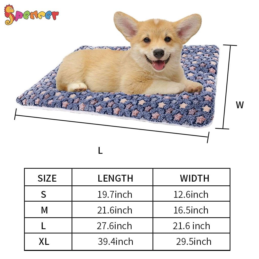 Spencer Large Dog Cat Pet Sleep Mat Soft Warm Reversible Fleece Crate Bed Mat Kennel Cage Cushion for Large Medium Small Dog Cat (L, Pink)