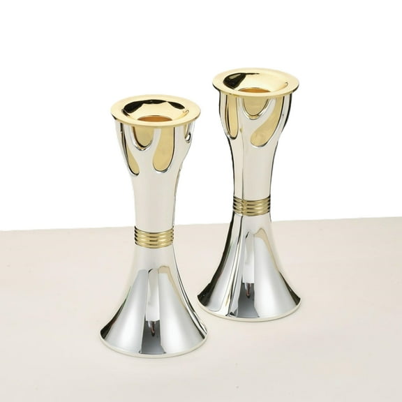 Rite Lite 5.75" Tree of Life Sabbath Candle Stick Set - Silver/Gold