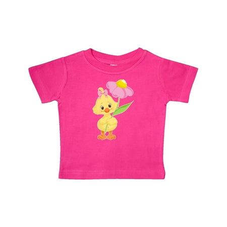 

Inktastic Cute Easter Chick with Pink Flower Gift Baby Boy or Baby Girl T-Shirt