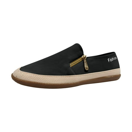 

YODETEY Women s Flats Shoes Clearance New Casual Solid Color Platform Sole Rope Canvas Shoes Black