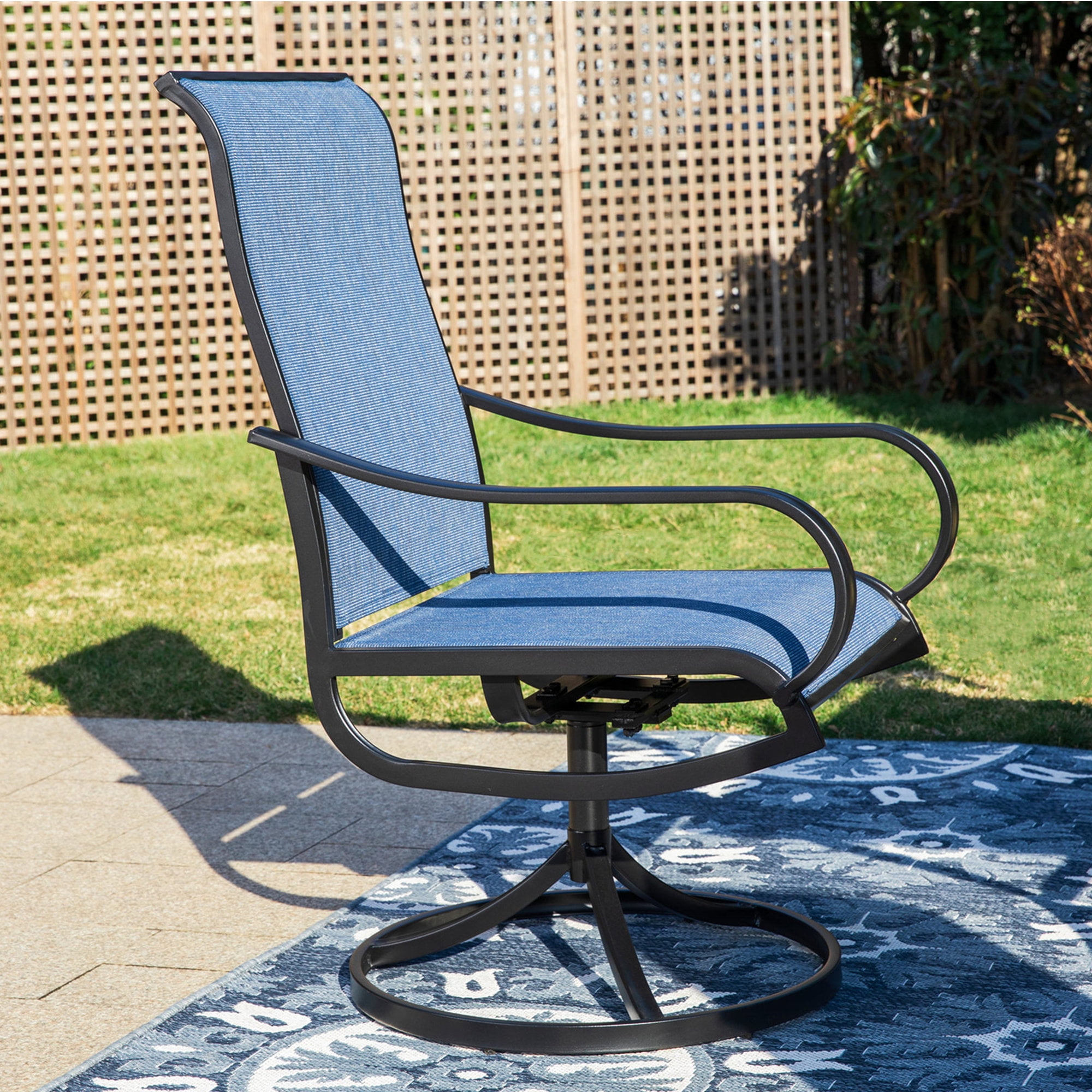 MF Studio 7-Piece Outdoor Patio Dining Set, 6 Swivel Chairs